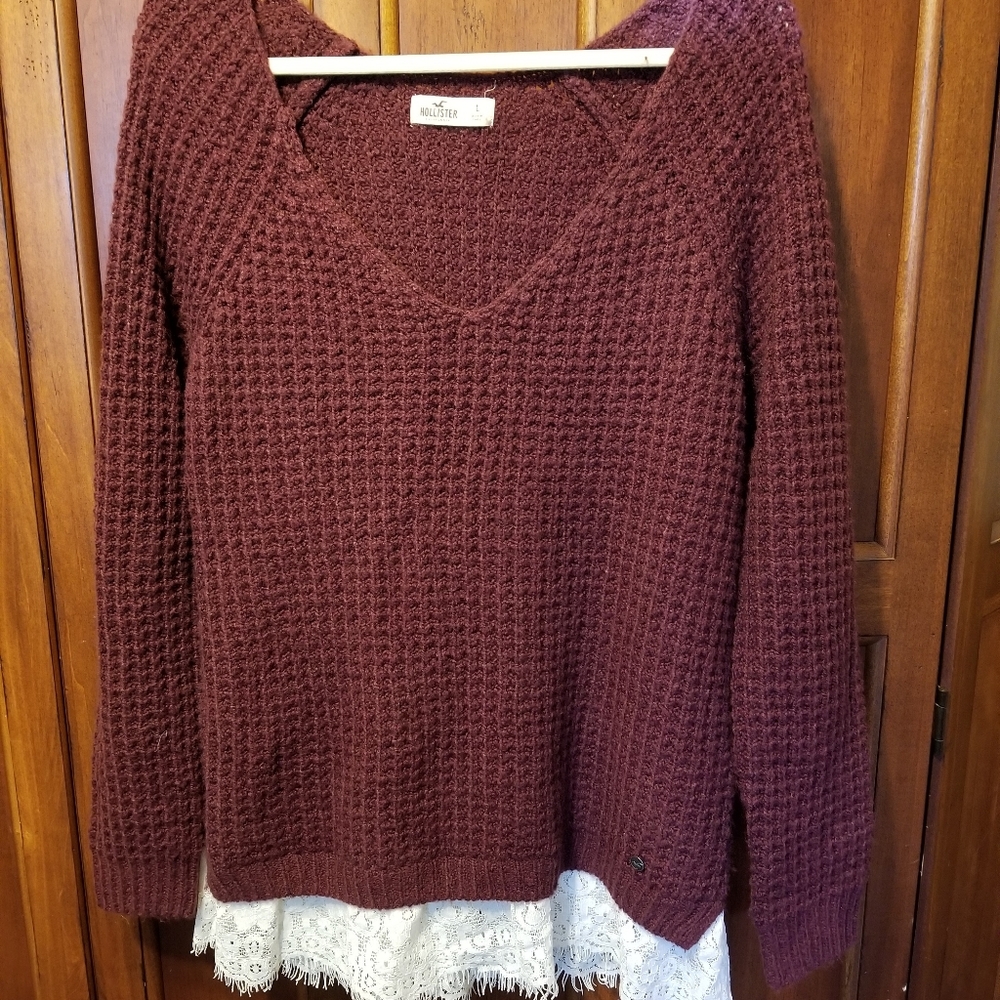 Hollister womens large sweater with lace